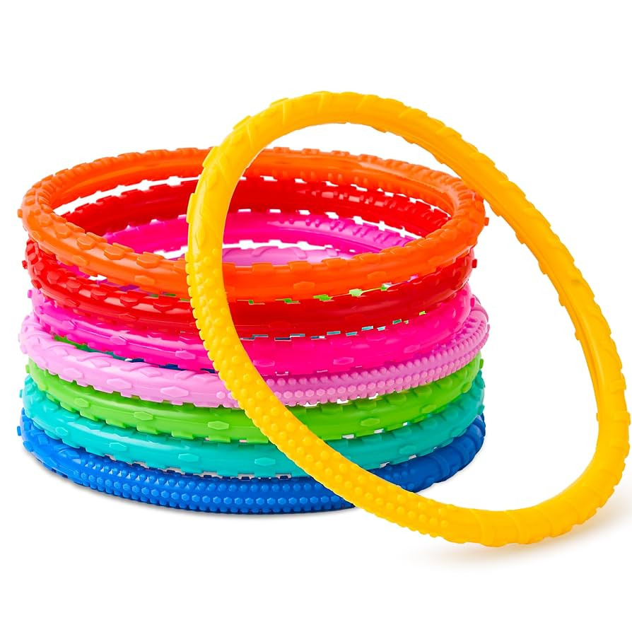 JOYIN Dive Circles Pool Toys, 8 Pcs Colorful Pool Rings for Kids, Underwater Training Swimming Di... | Amazon (US)