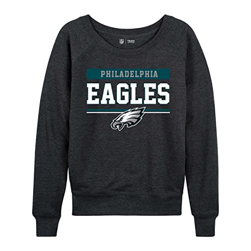 Team Fan Apparel NFL Womens Charcoal Crew Neck Football Apparel, Light Weight Slouchy Raglan Sleeve Crewneck Pullover (Philadelphia Eagles - Charcoal, Womens XX-Large) | Amazon (US)