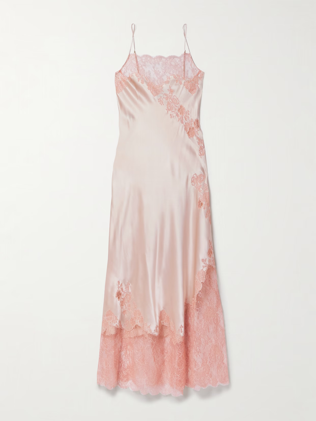 Carine Gilson - Lace-trimmed Silk-satin Nightdress - Pink | NET-A-PORTER (US)