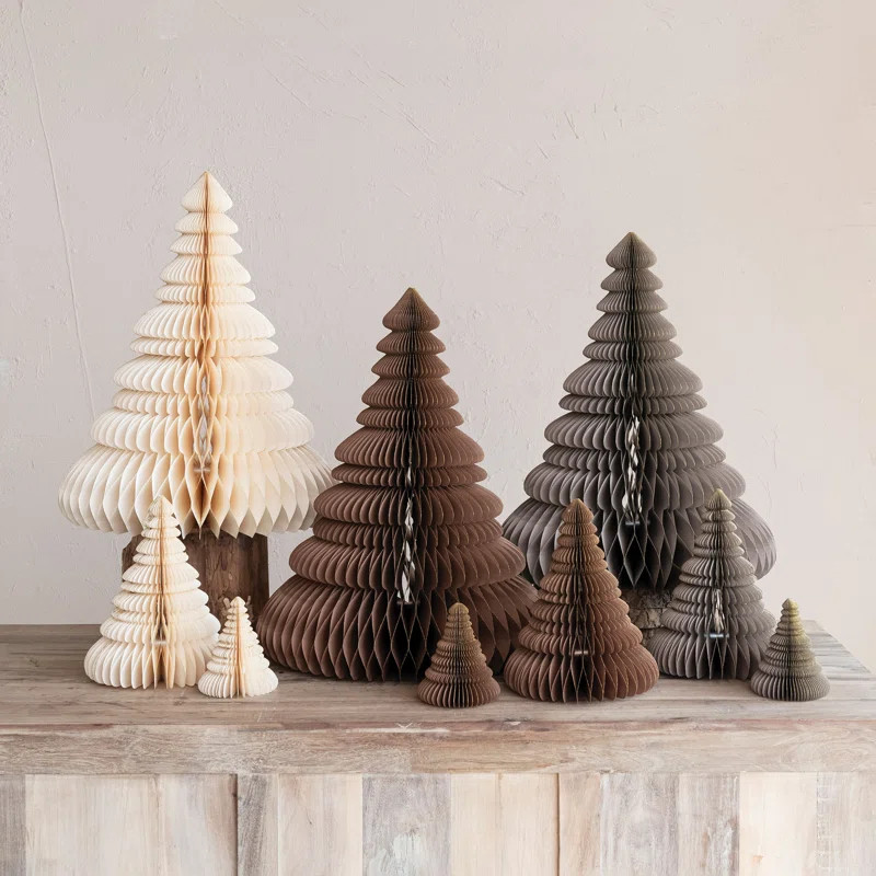 Round Paper Folding Honeycomb Trees With Gold Glitter | Wayfair North America