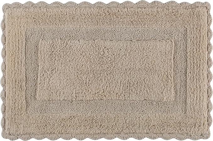 Cotton Crochet Bathmat with Antiskid 17x24 Linen, 100% Pure Cotton, Super Soft White, Plush & Abs... | Amazon (US)
