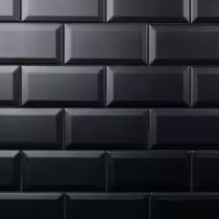 Merola Tile Crown Heights Beveled 3 in. x 6 in. Matte Black Ceramic Wall Tile (6.03 sq. ft. /Case... | The Home Depot