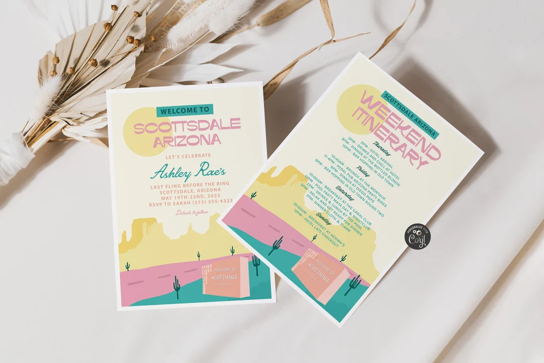 Scottsdale Arizona Bachelorette Invitation & Itinerary, Scottsdale Arizona Itinerary, Scottsdale ... | Etsy (US)