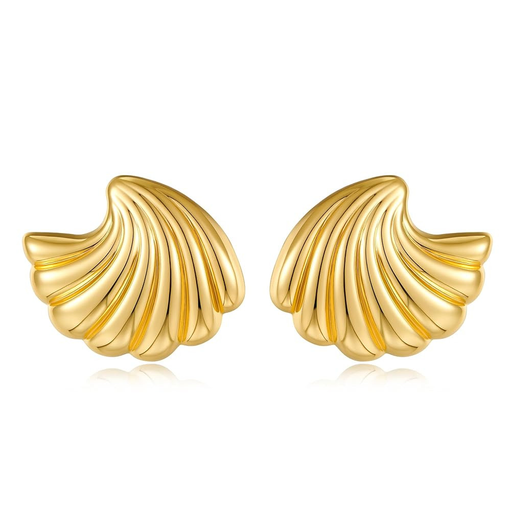 Gold Seashell Studs Earrings for Women Dainty Beach Earrings Summer Fashion Jewelry | Amazon (US)