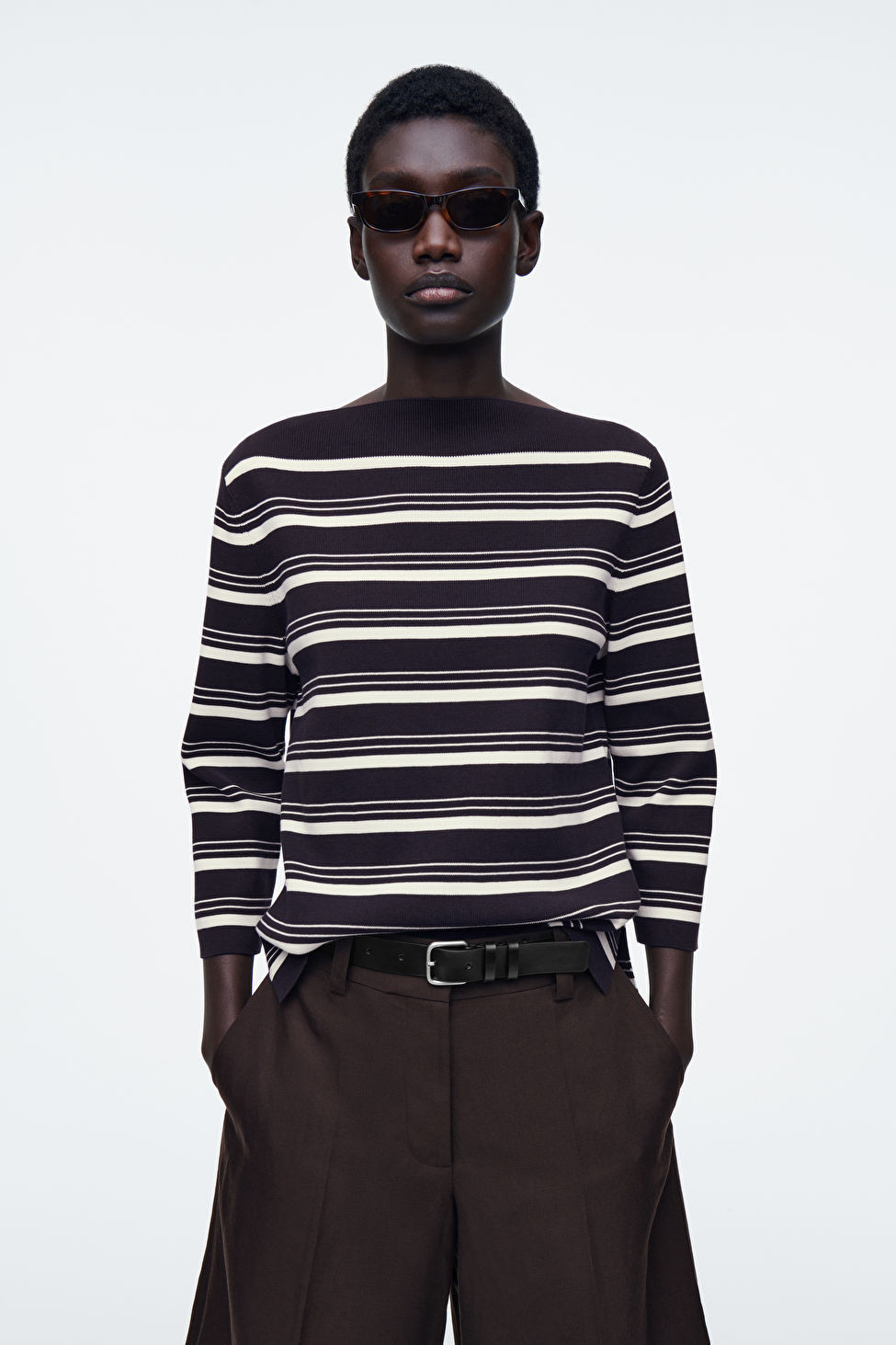 BOAT-NECK STRIPED COTTON JUMPER | COS (US)