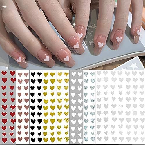 8 Sheets Heart Shaped Nail Art Stickers, Color Love Nail Art Decoration Decals for Women Dating M... | Amazon (US)