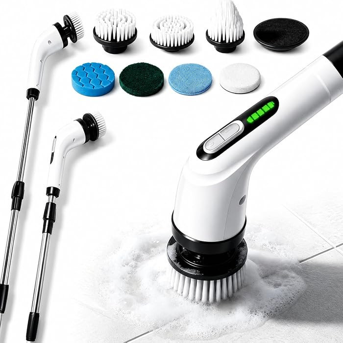 Electric Spin Scrubber for Bathroom, IPX7 Waterproof Shower Scrubber with Extendable Long Handle,... | Amazon (US)