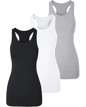 TAIPOVE Long Tank Tops for Women Cotton Layering Racerback Extra Long Camisole Activewear 3packs ... | Amazon (US)