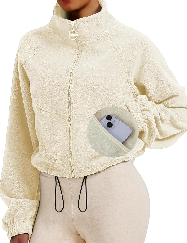 PUXODA Zip up Fleece Jacket for Women Casual Fall Fashion Outfits Sweatshirts Hoodies with Pocket... | Amazon (US)