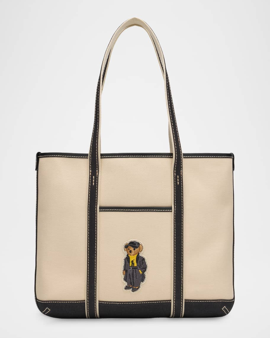 Polo Bear Canvas Small Shopper Tote | Neiman Marcus