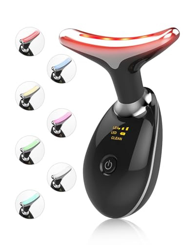 Facial Beauty Device, Multifunctional Facial Skin Care Tools with Vibration, Red and Blue LED Light, 7 Color Led Face and Neck Beauty Device for Home Use, Improve Skin | Amazon (US)