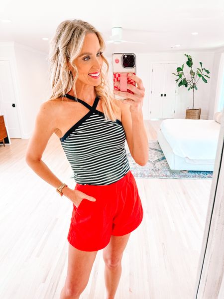 Loving this striped halter top from Walmart! 

Walmart/ Walmart top / summer outfit / classic style / red shorts 

#LTKFindsUnder50 #LTKFindsUnder100