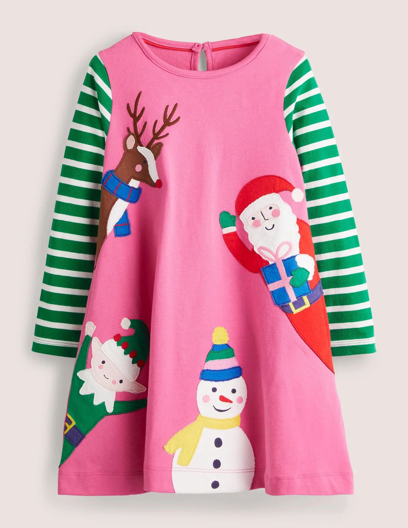 Big Appliqué Dress - Tickled Pink Christmas Friends | Boden (US)