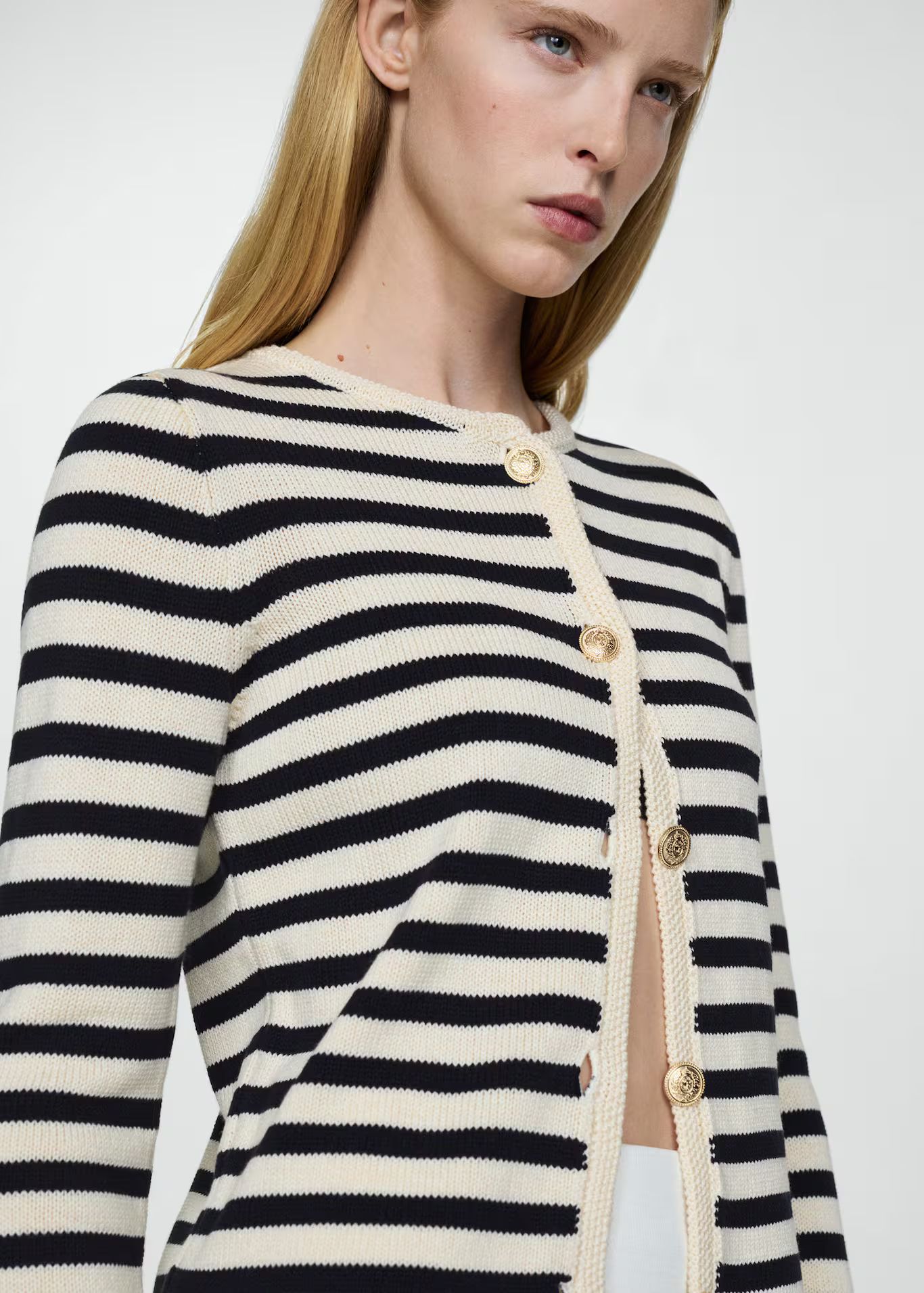 Striped cardigan with jewel buttons | MANGO (US)