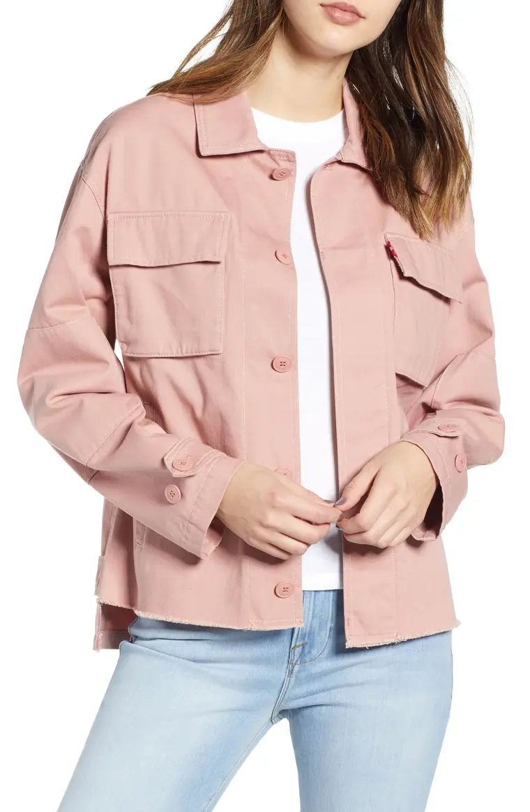 Oversize Cotton Canvas Camo Shirt Jacket | Nordstrom