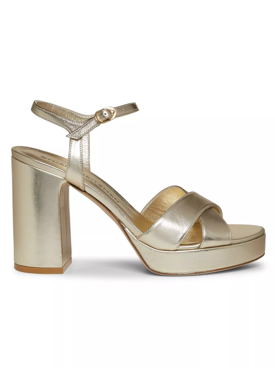 Dayna 100MM Metallic Leather Platform Sandals | Saks Fifth Avenue