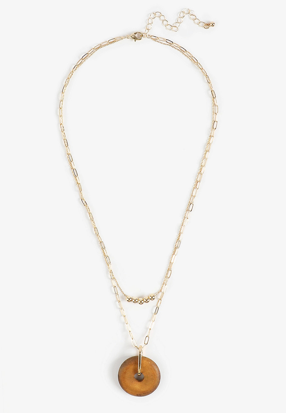 Wooden Pendant Layered Necklace | Maurices