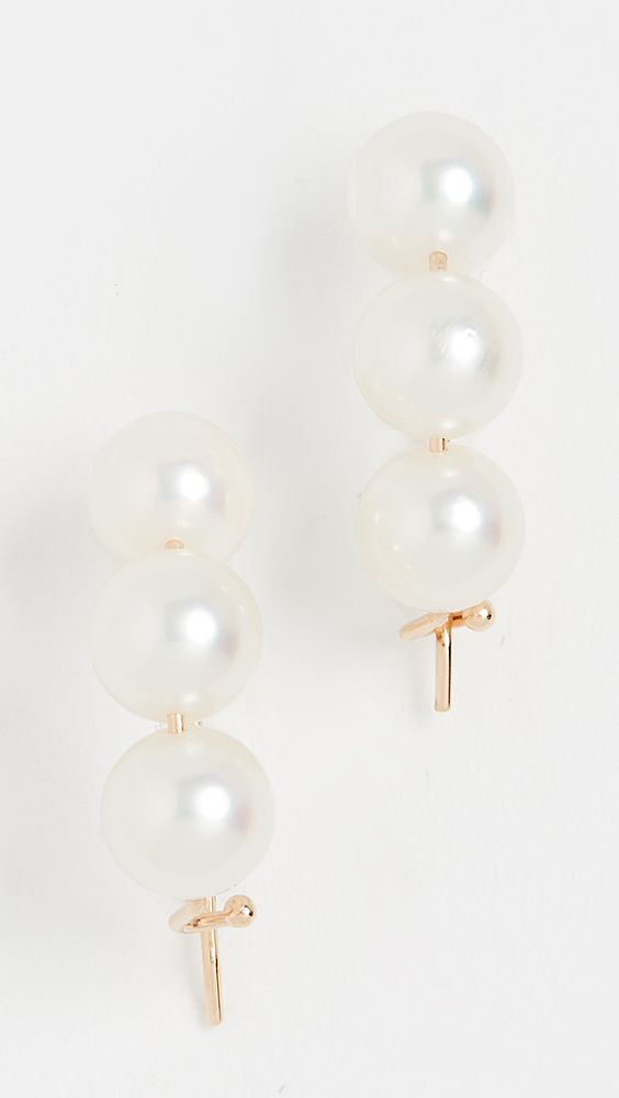 14k Large Three Pearl Earrings | Shopbop