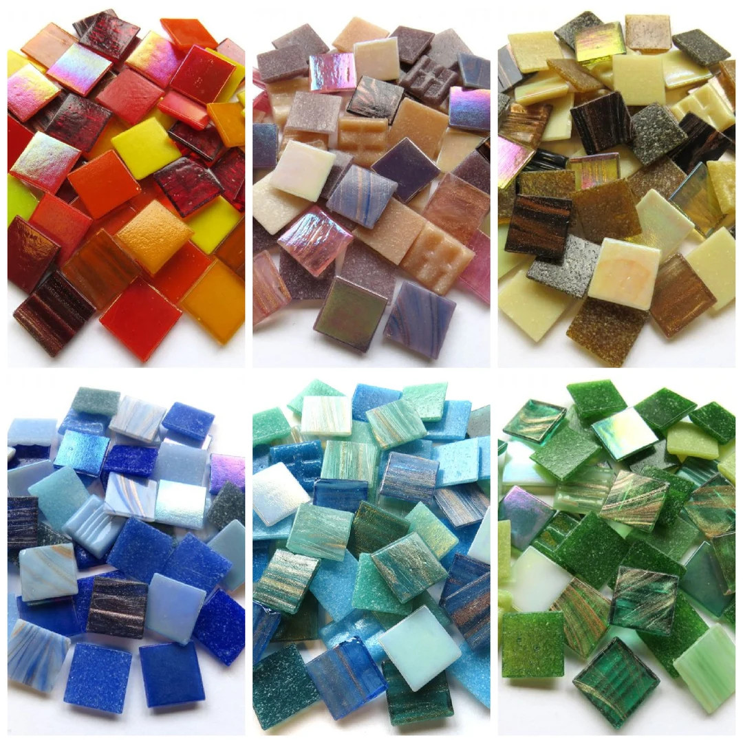 1/2 Pound Lot of Color Mix Square Glass Tiles (20mm) | Etsy (US)