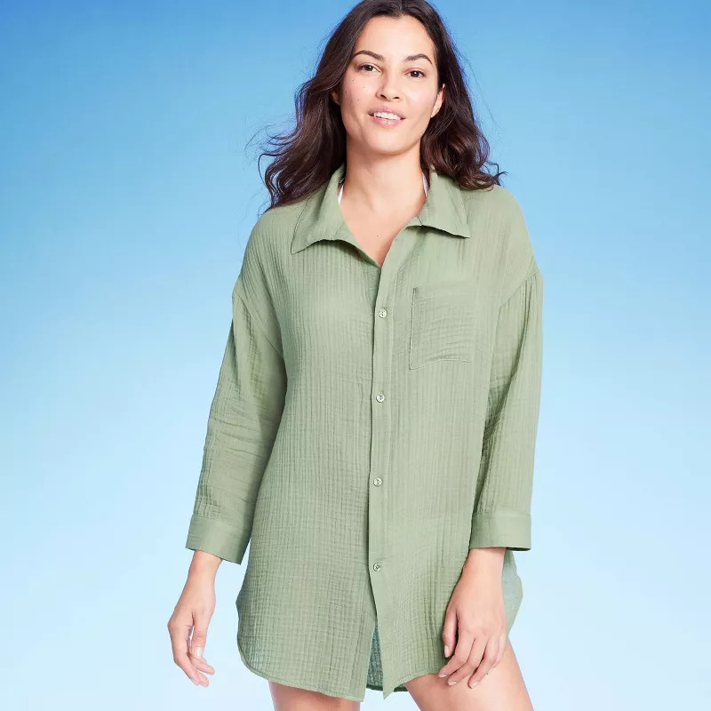 Women's Button-Up Cover Up Shirtdress - Kona Sol™ | Target