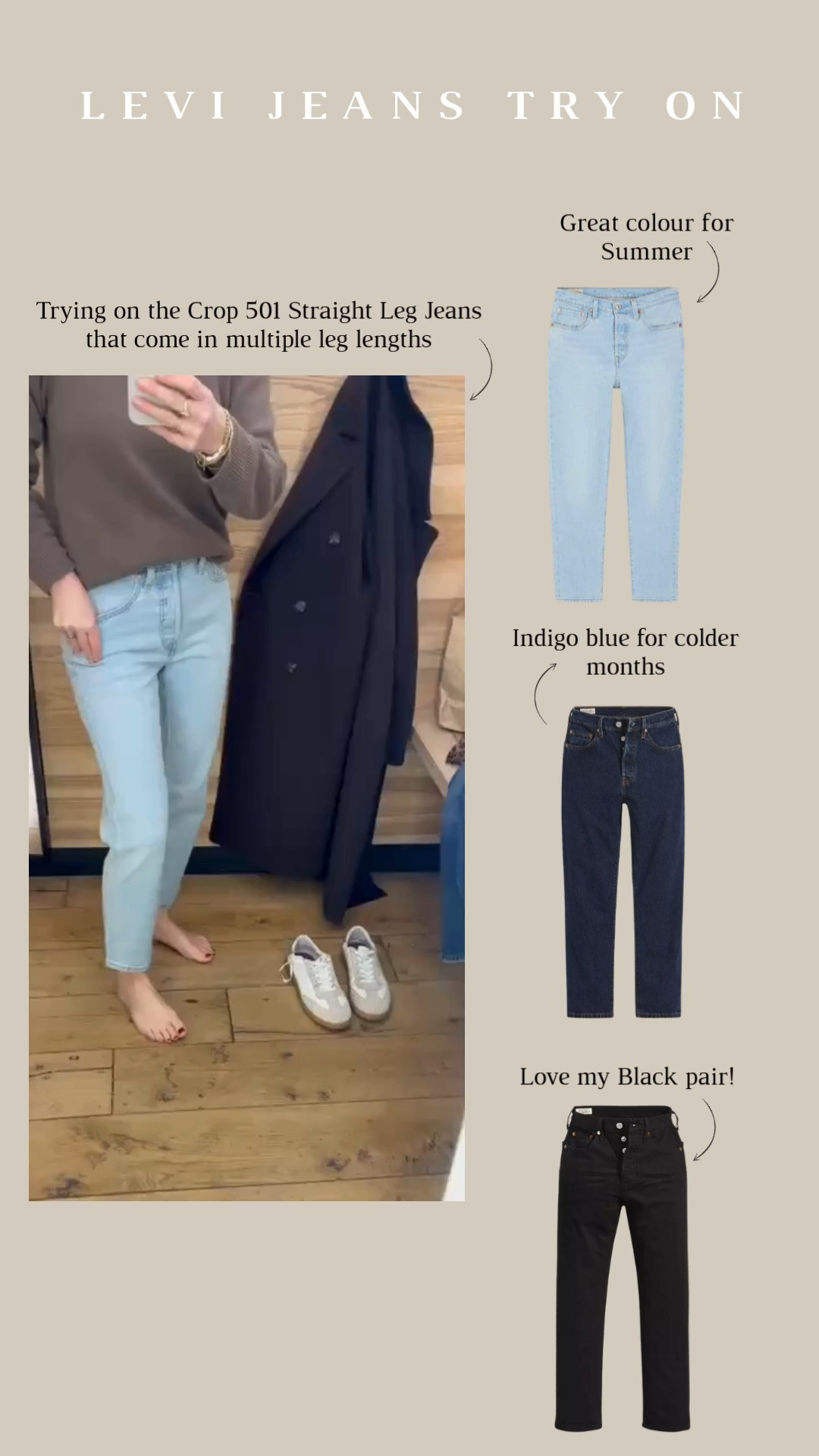 Trying on the Classic 501 Crop Jeans that I own in Grey and Black, which Iove! These also come in multiple leg lengths. 

Wardrobe Staples, Denim Jeans, Straight Leg Jeans, Wardrobe Staple, Wardrobe Investment, Capsule Wardrobe 

 #LTKuk #LTKeurope #LTKjeans