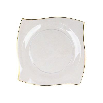 Home Collection Pack of 10 Square Plastic Salad Plates 10"	Clear and Gold | Target