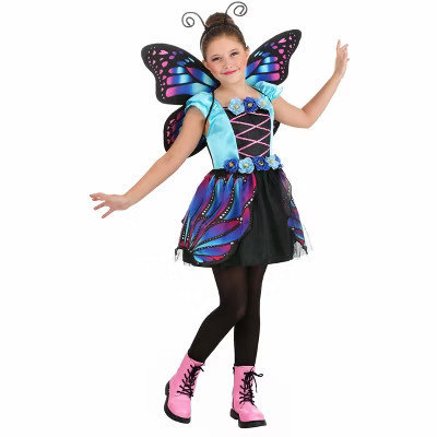 HalloweenCostumes.com Large  Girl  Kid's Vibrant Butterfly Costume, Black/Blue/Purple | Target