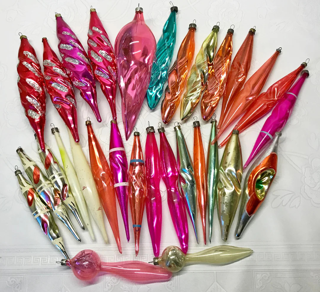 Soviet Vintage Glass Christmas Tree Ornament Icicle - USSR Decoration - Etsy | Etsy (US)