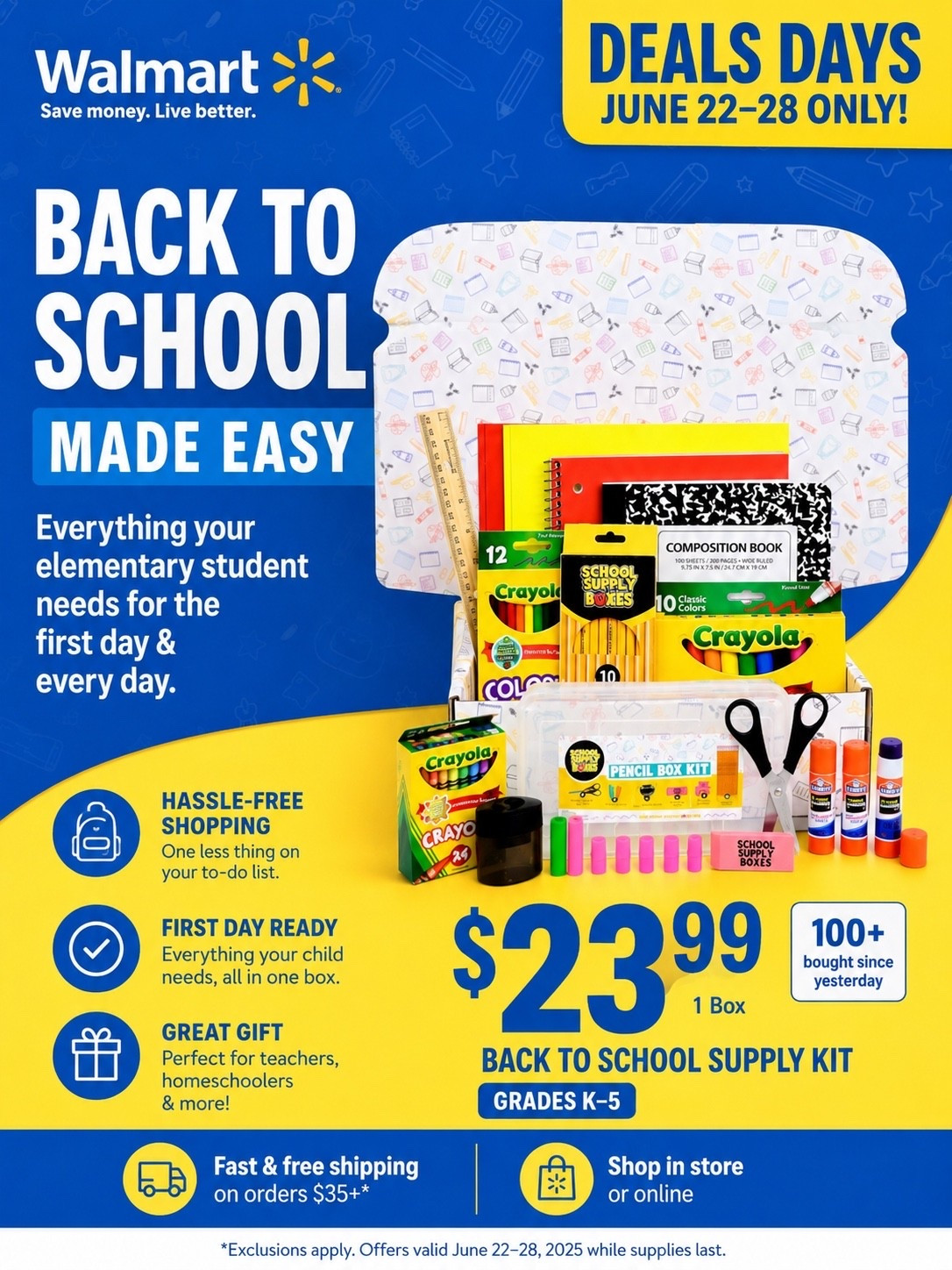 Back-to-school shopping just got easier! 📚✏️

This all-in-one school supply kit is part of Walmart Deals Days, June 22–28 only. Everything your elementary student needs in one box, making school shopping quick and stress-free.

Perfect for busy parents, teachers, homeschool families, or anyone looking to get a head start on the school year.

Shop this deal before it’s gone through my Walmart storefront!

#WalmartPartner #WalmartDealsDays #BackToSchool #WalmartFinds #SchoolSupplies #WalmartDeals