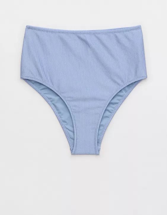 Aerie Shine Rib High Waisted Cheeky Bikini Bottom | Aerie