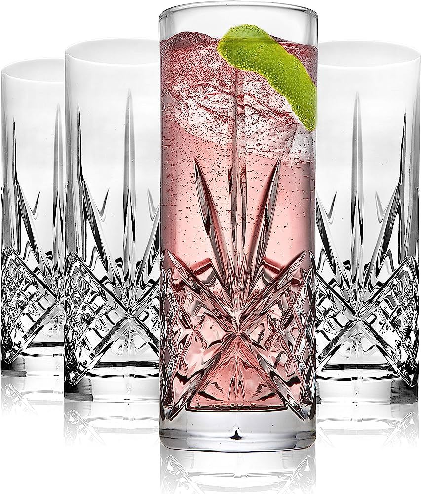 Godinger Tall Beverage Glasses Collins All Purpose Drinking Glasses- Dublin Collection, SET OF 4 | Amazon (US)