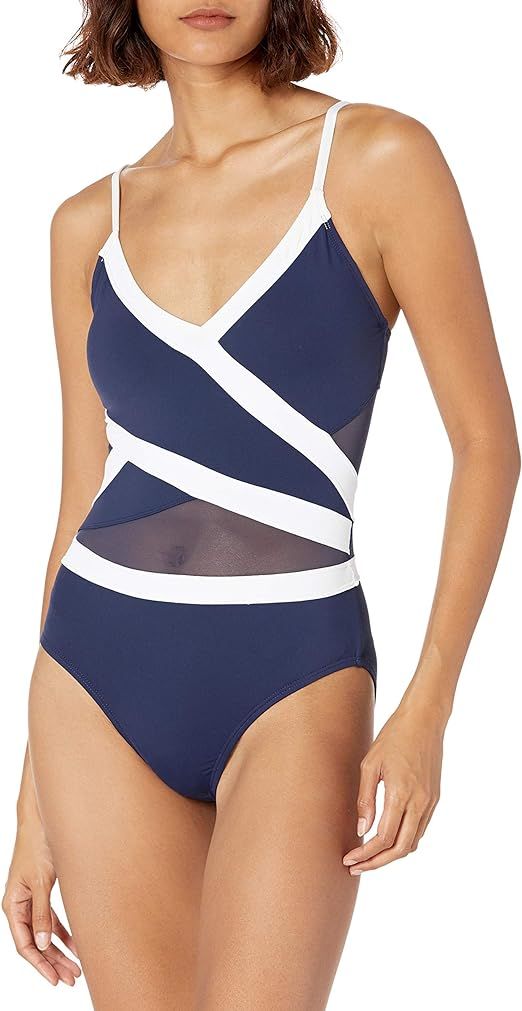 Anne Cole Women's Mesh Spliced Over The Shoulder Sexy One Piece Swimsuit | Amazon (US)