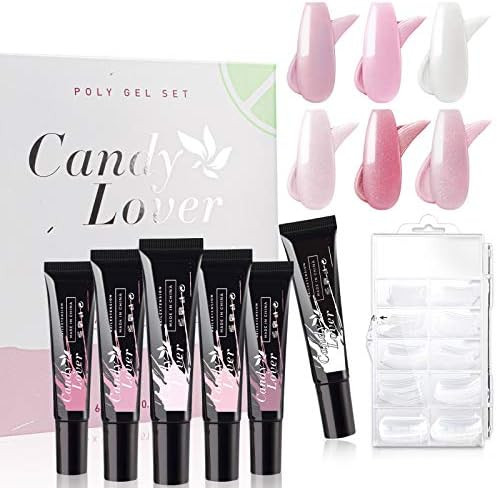 Poly Nail Extension Gel Kit - 6 Colors QikGel Acrylic Nail Enhancement Slip Solution Free Clear P... | Amazon (US)