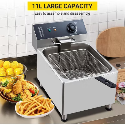 Commercial 11 L/3.3 gal Deep Fryer 1700W,201 Stainless Steel Electric Fryer with Adjustable Thermostat, Extra-Thick 6 LB Basket | Target