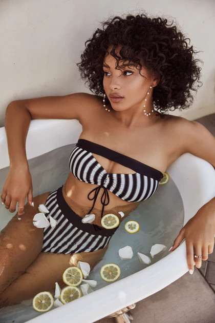 Ella Top - (Noir Stripe/Black) | KYA swim