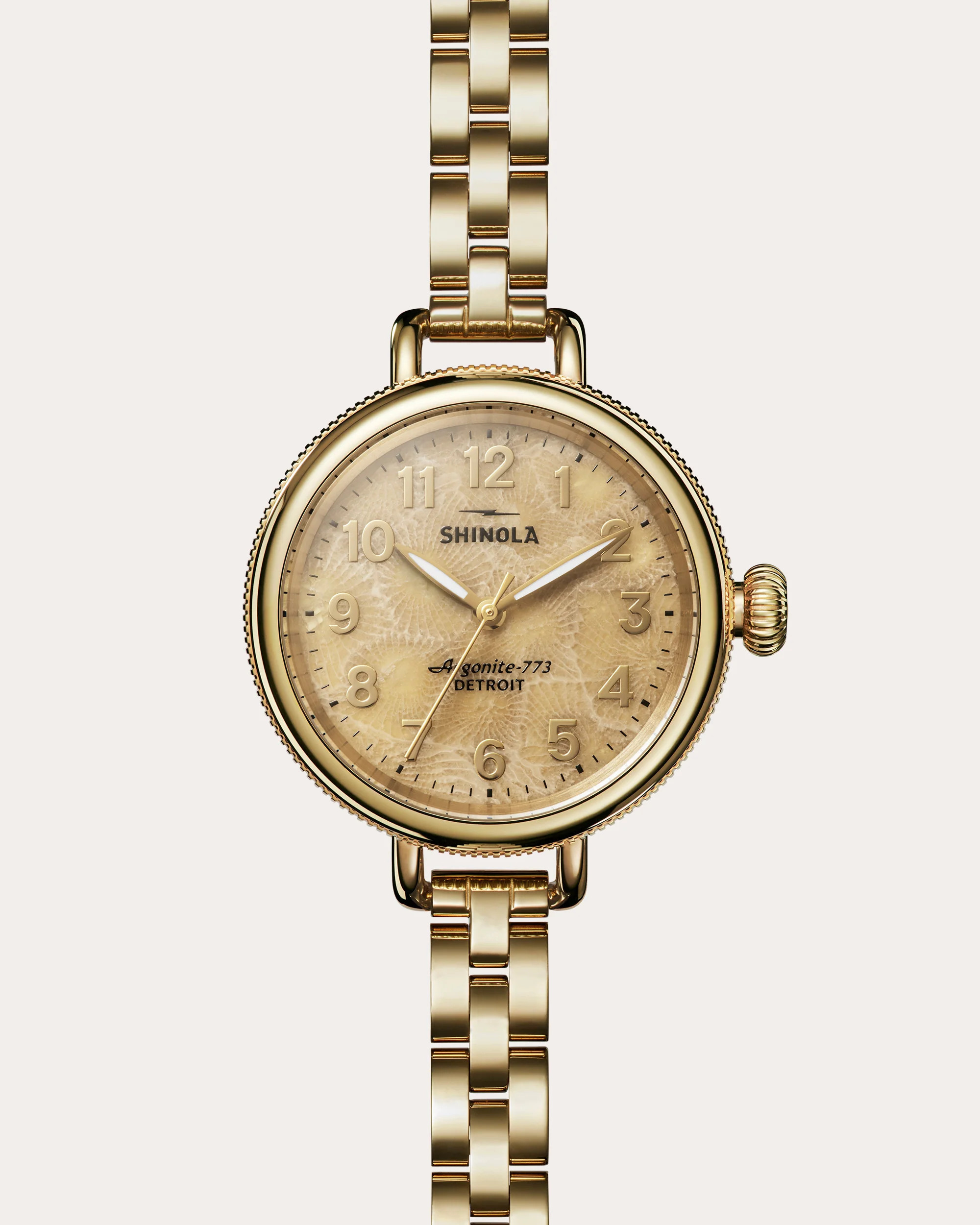 Shinola Women's Birdy Petoskey 34mm Goldtone Bracelet Watch in Natural Stainless Steel | Olivela