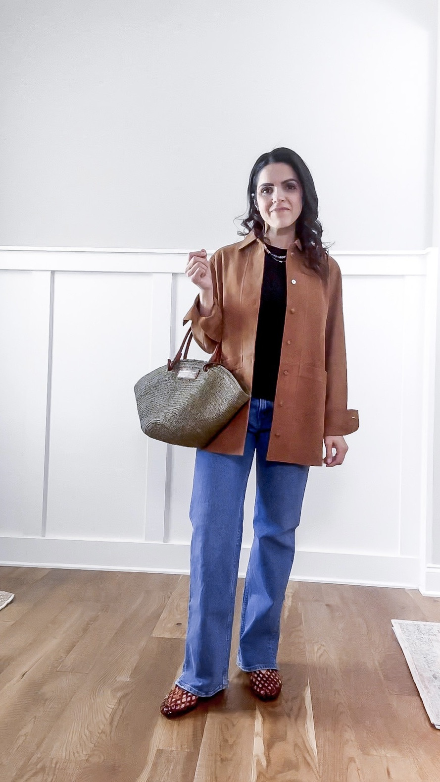 Daily look 5.15 // black tee: Everlane, sized up two sizes | jeans; @abercrombie, 25 | jelly flats: Dolce Vita, tts | suede jacket & straw tote: @SEZANE, tts

#LTKootd #LTKgrwm