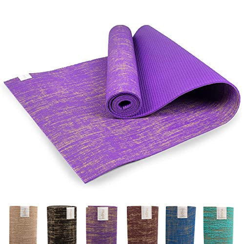 Myga Jute Yoga Mat,High Performance Vegan Floor Exercise Mat,Eco Friendly Biodegradable Yoga Mat with PVC Backing,72" x 24" - 0.2",Thickness Purple | Amazon (US)