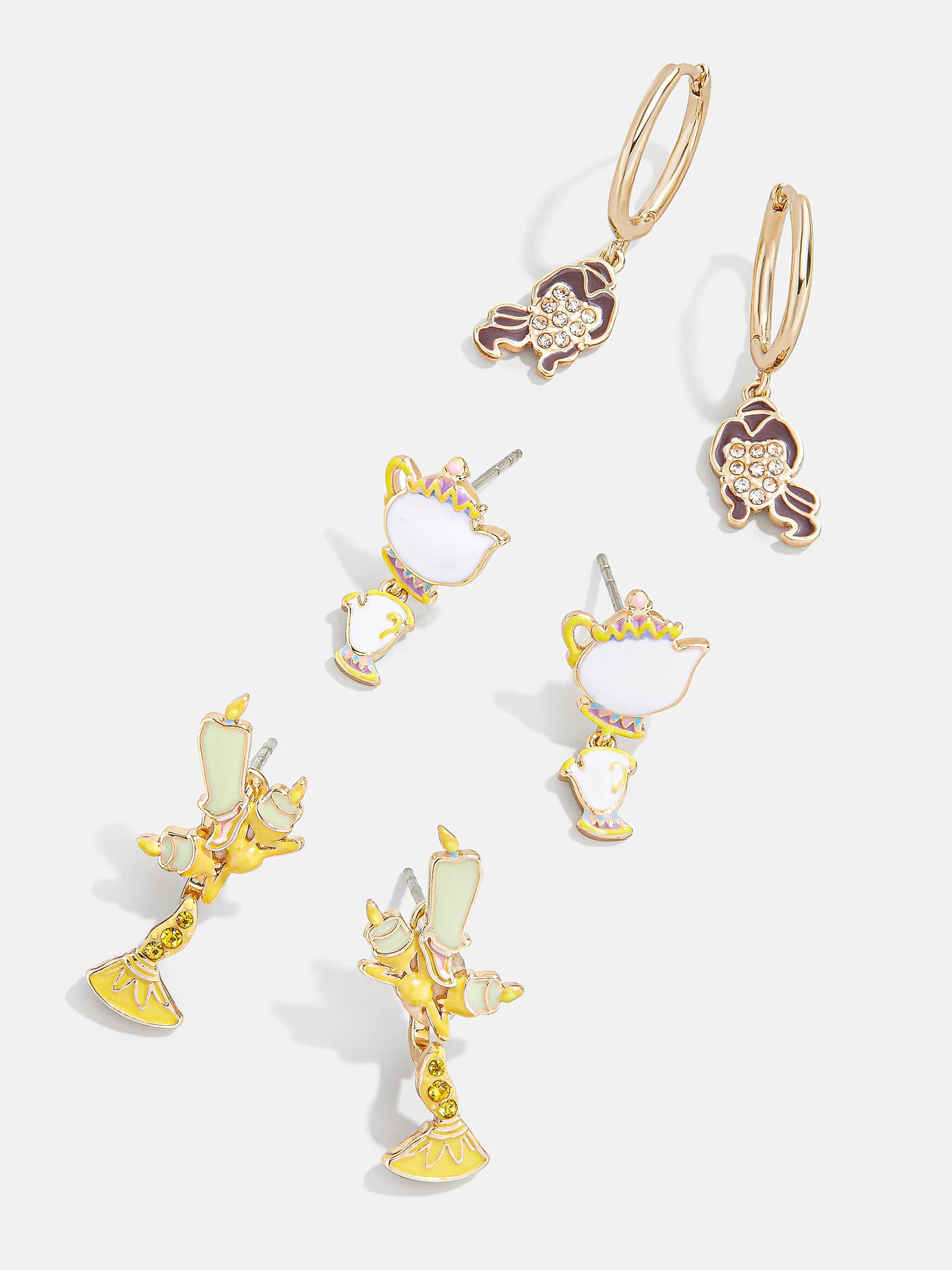 Beauty and the Beast disney Princess Earring Set - Yellow | BaubleBar (US)