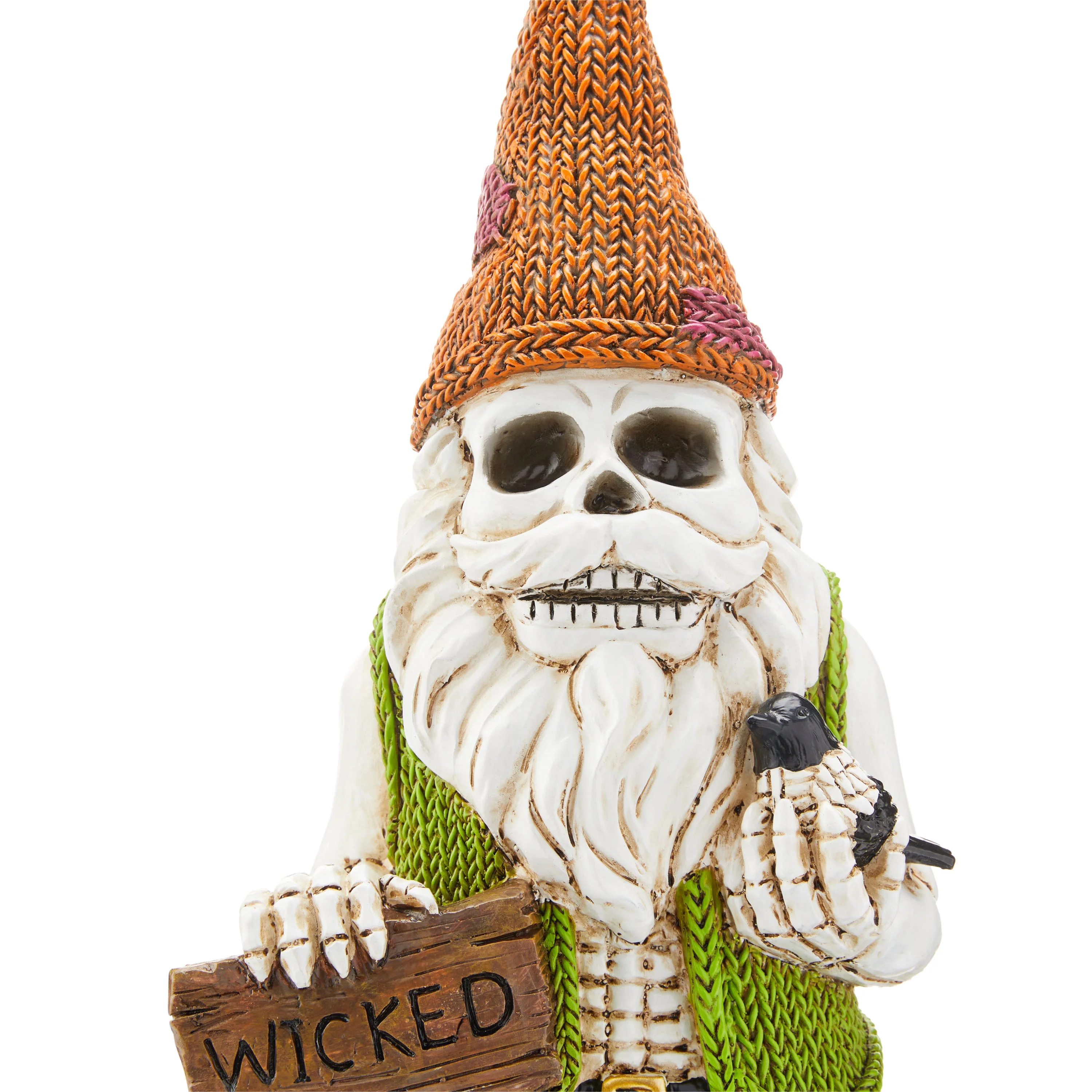 Way to Celebrate Halloween Outdoor Decoration 15.75" Tall Zombie Gnome with Bird, Green & Purple ... | Walmart (US)