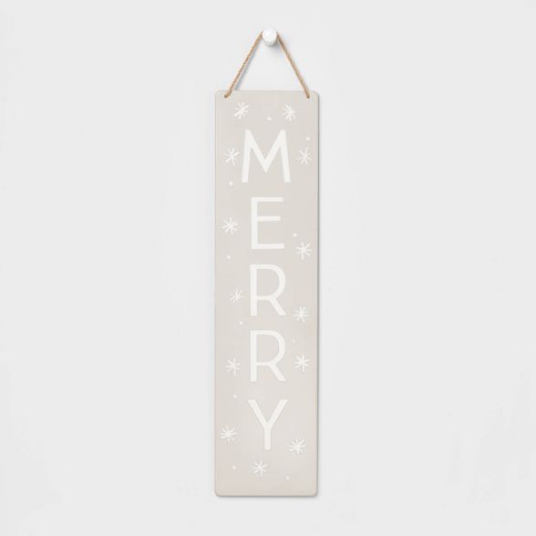 Long Metal Hanging Merry Sign White - Wondershop™ | Target