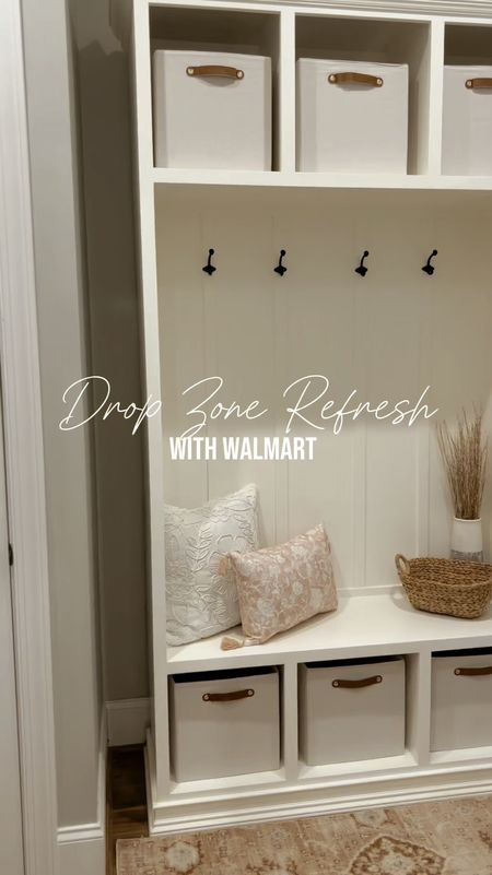 Refreshed the drop zone on a budget with Walmart! 
Walmart home decor, Walmart home finds, Walmart spring decor, home refresh, affordable home decor 