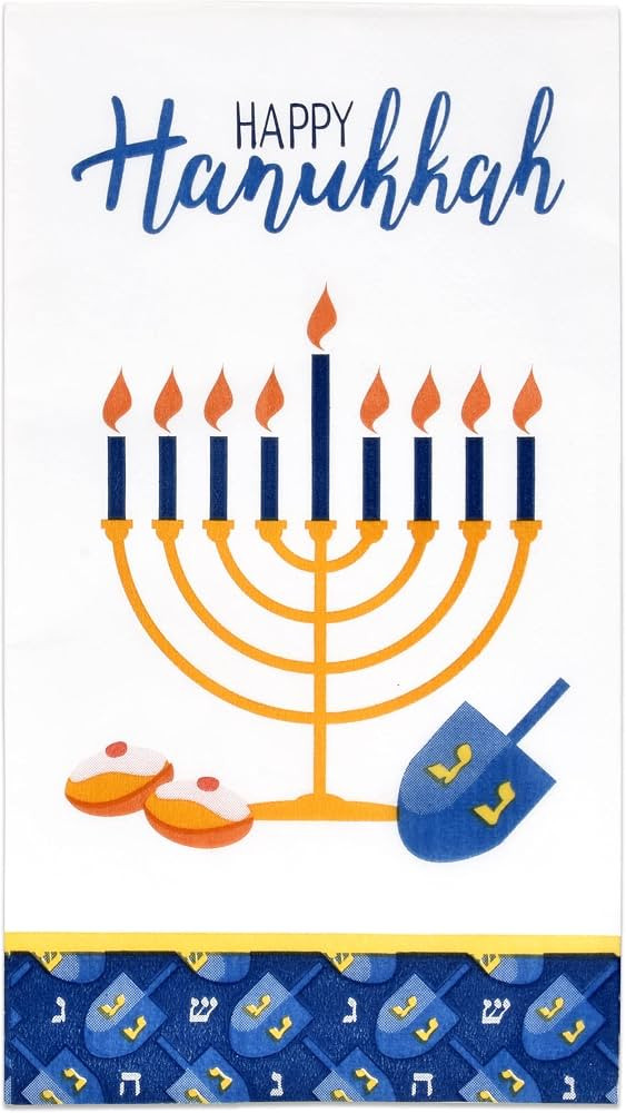 Gift Boutique 100 Happy Hanukkah Guest Napkins Disposable Paper Menorah Candles Donuts Festival o... | Amazon (US)