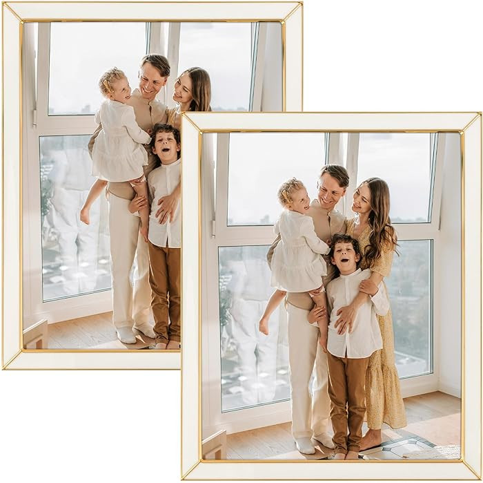 Frametory Enamel Picture Frame - 8x10 Gold Metal Edge White Enamel Picture Frame With Easel and V... | Amazon (US)