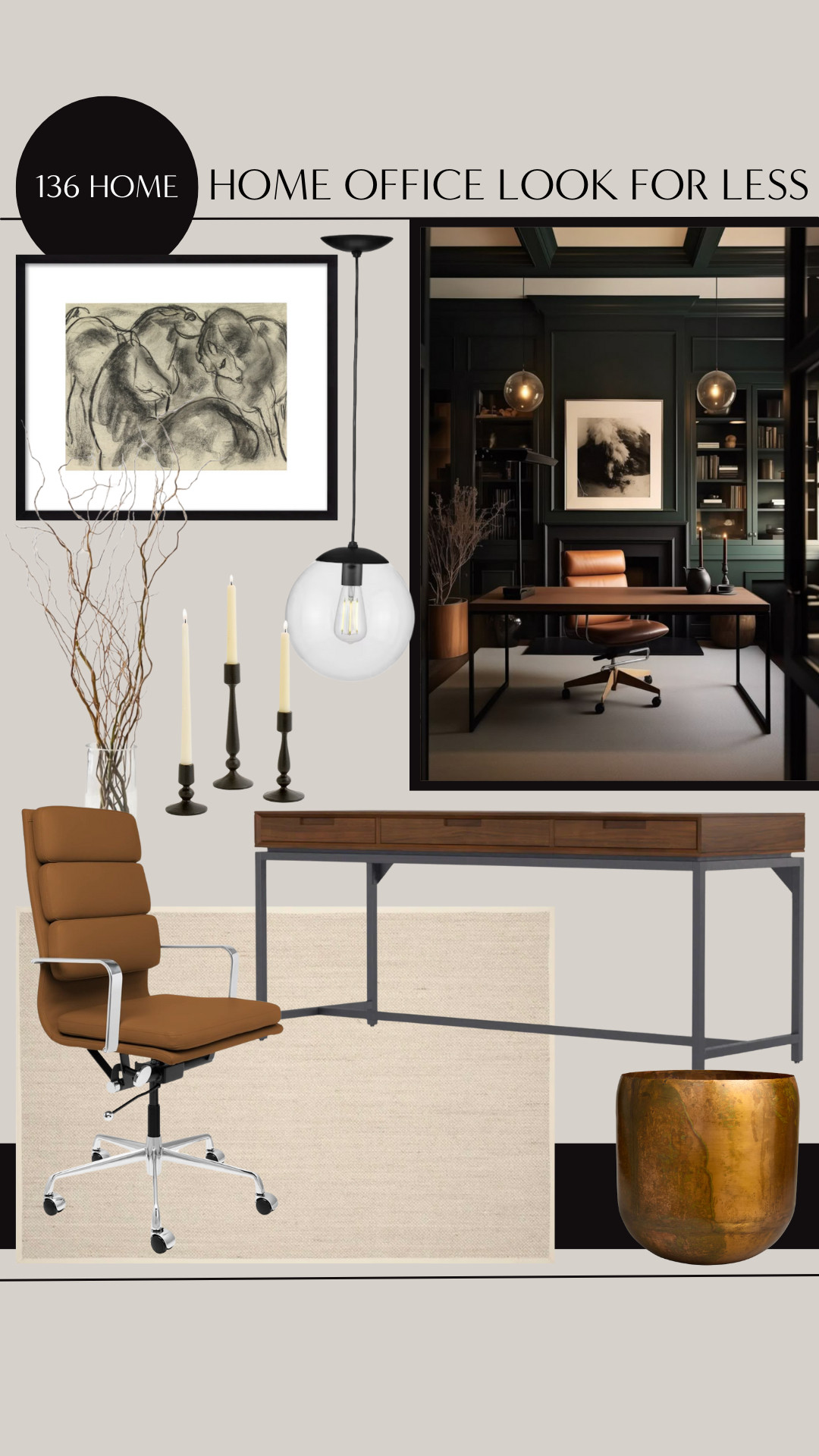 Home Office Look for Less #homeoffice #workfromhome #officedecor #homedecor #interiordesign #lookforless 

 #LTKHome #LTKStyleTip