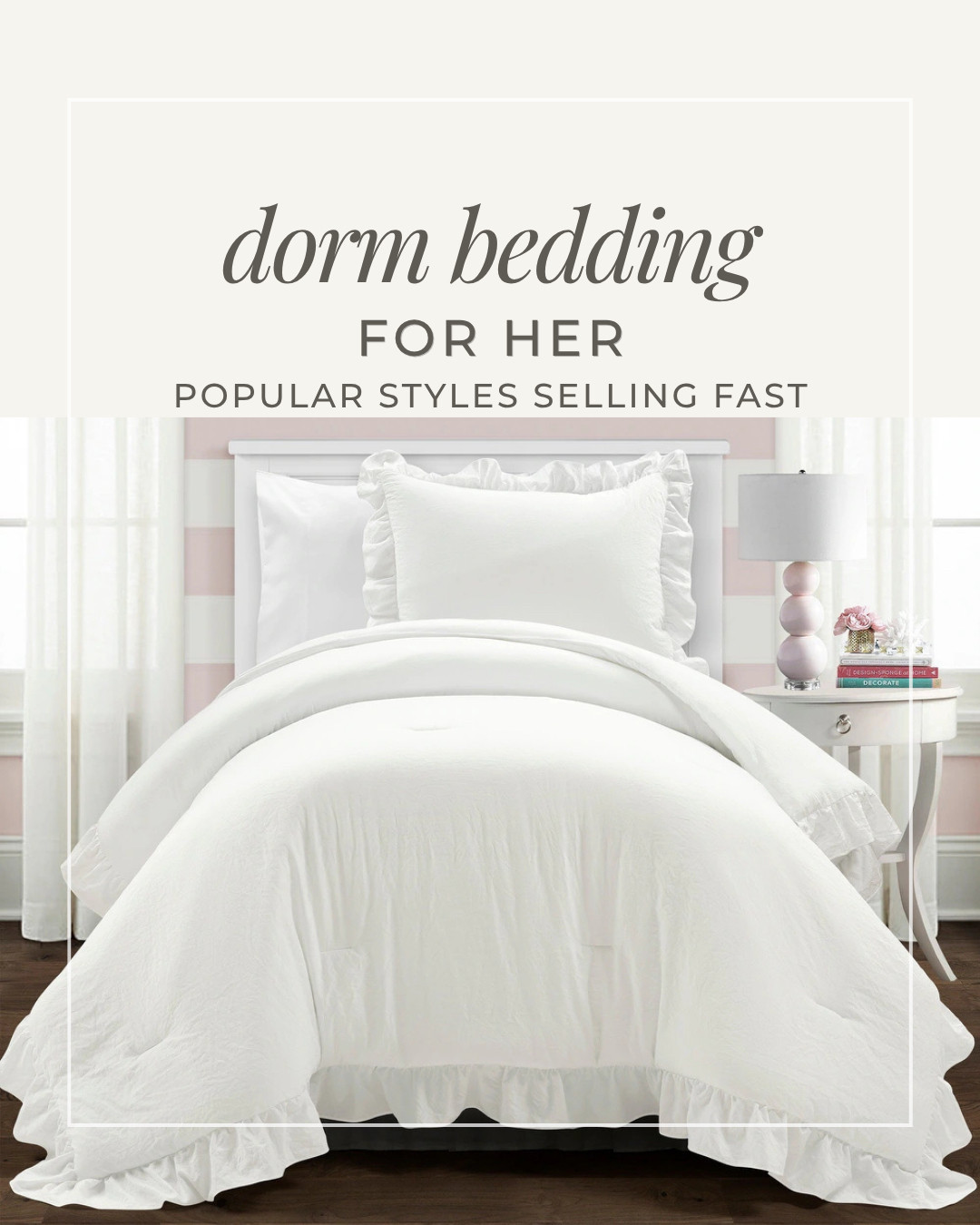 Dorm Bedding for Her
 Your dorm bedding is the primary style you’ll want to build your decor around, and these popular pieces are selling fast! It’s usually the first item bought for dorms, and as we all know, shopping for college is in full swing!
Some of these pretty dorm bedding finds are already almost gone! From ruffle comforters to preppy blue and white bedding, there’s something for everyone! 

dorm bedding | dorm bedding for girls | college dorm bedding | Twin XL bedding | dorm room ideas | dorm room essentials | dorm decor | blue and white dorm | pink dorm room | ruffle comforter | college move in | dorm shopping | dorm must haves 

 #LTKHome