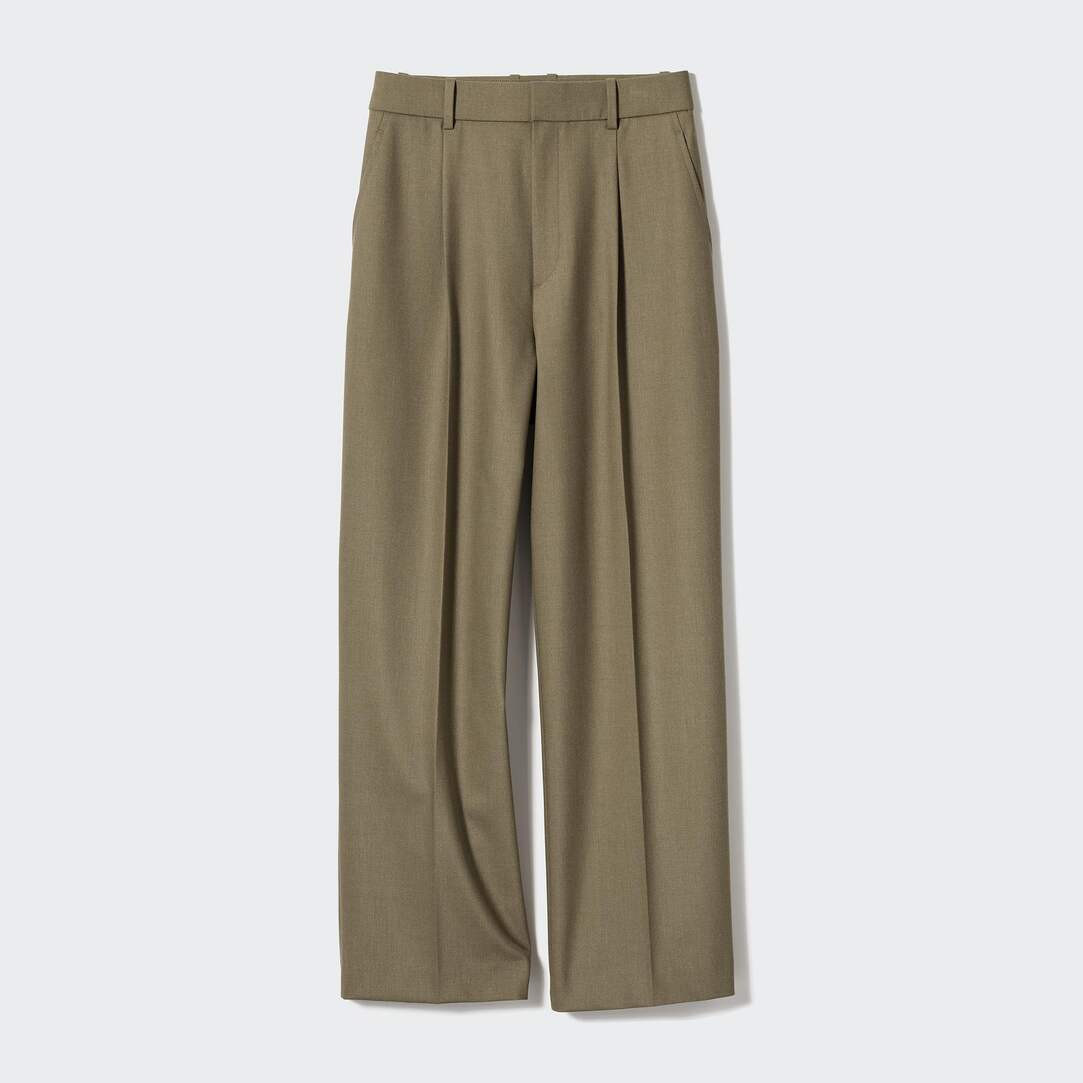 Pleated Wide Leg Trousers | UNIQLO (UK)