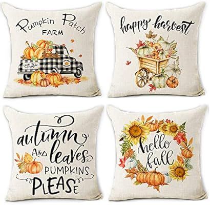 pinata Fall Pillow Covers 18x18, Cotton Linen Pumpkin Throw Pillows for Auntumn Thanksgiving, Fal... | Amazon (US)