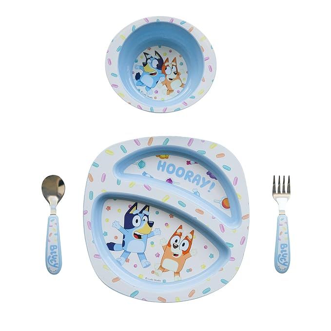 The First Years Bluey 4-Piece Place Setting - BPA Free Dishwasher Safe Toddler Dinnerware Set wit... | Amazon (US)