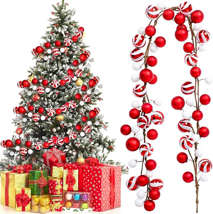 Jutom 6Ft Christmas Ball Garland Ornament Bauble Christmas Tree Bulb Shatterproof Garland Decorat... | Amazon (US)